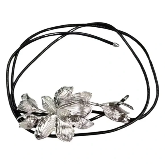 Anthropologie X 8 Other Reasons  Flower Cord Adjustable Leather Wrap Belt NWOT - Picture 3 of 4